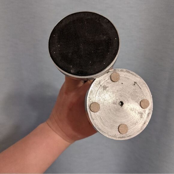 Tall candle stick holder leather like elements set of 2 candleholder - Picture 6 of 7